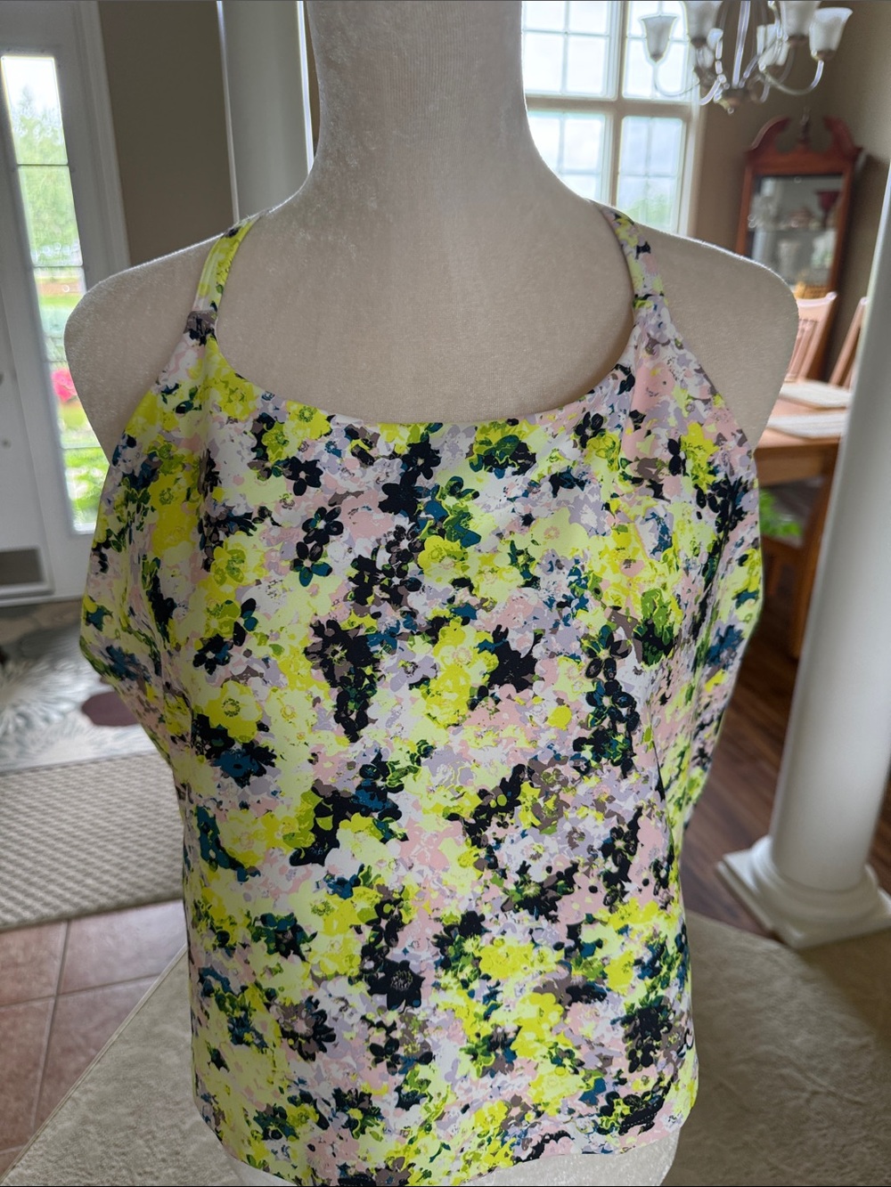 Old Navy Floral Sports Tank Top in Yellow, Pink, Black, Blue with built in bra.